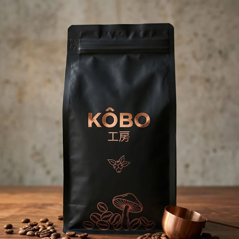 Café aux Champignons Bio KÔBO sur plan de travail
