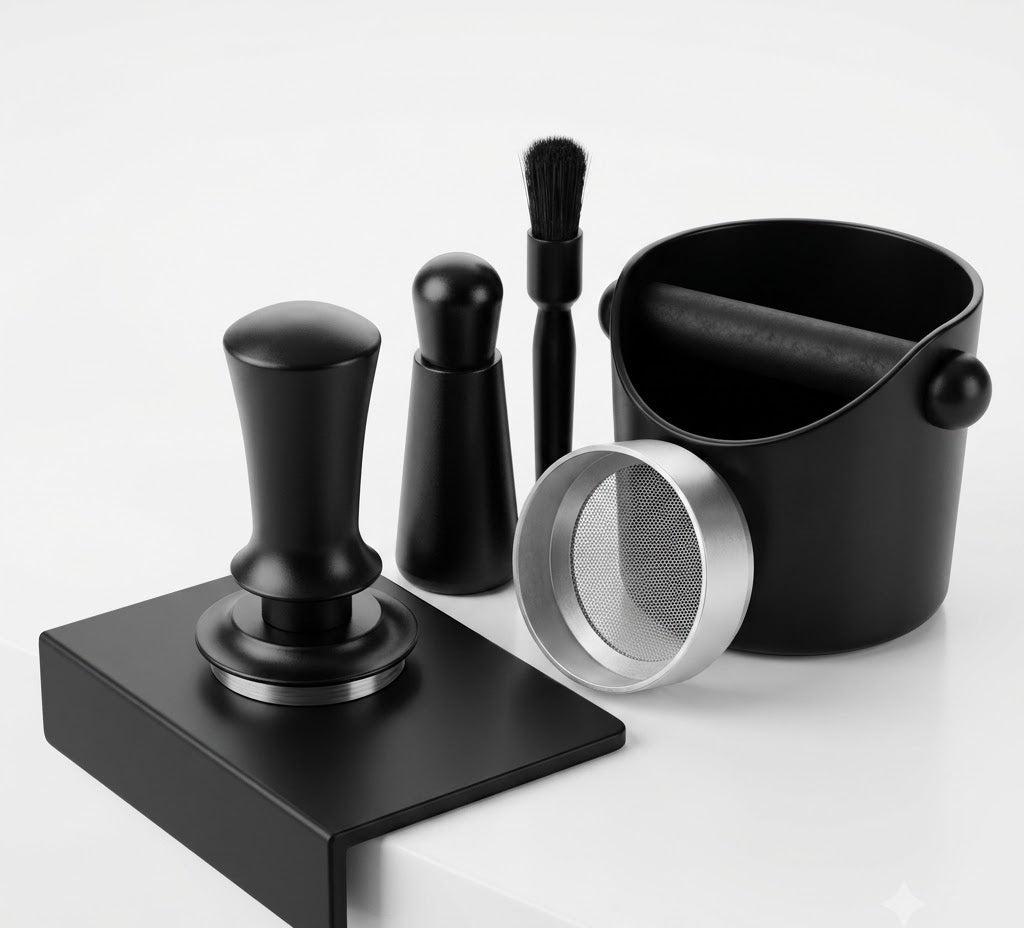 Kit accessoires espresso 6 en 1 : tamper, outil WDT et tamis à pucks