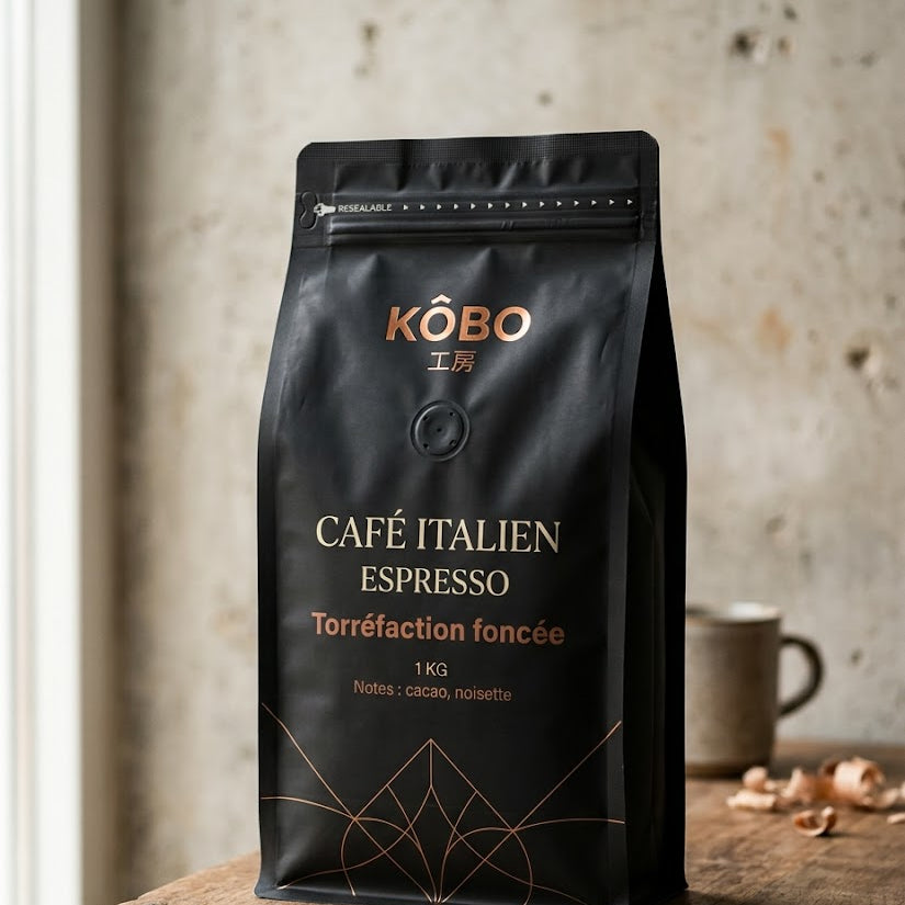 Sachet de Café Italien KÔBO, torréfaction foncée, 1kg
