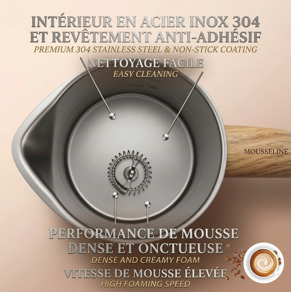 Mousseur électrique en cours d'utilisation pour texturer le lait